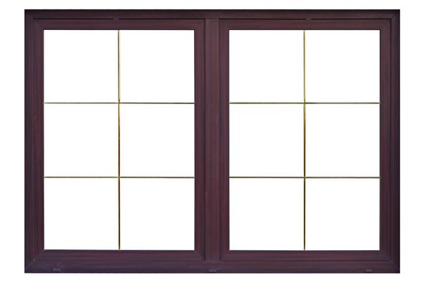 قاب پنجره چوبی جدا شده روی سفید