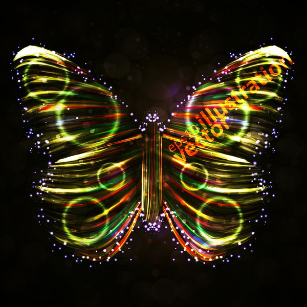 وکتور انتزاعی پروانه براق نوار رنگارنگ آینده‌نگر تصویر شیک