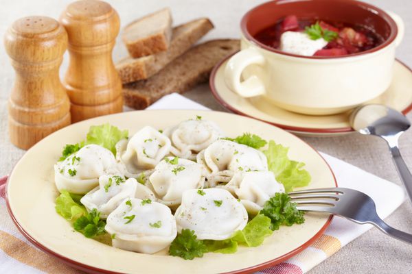 غذاهای سنتی روسی پلمنی و گل گاوزبان