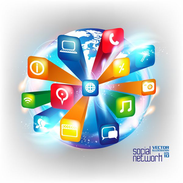 طراحی شبکه اجتماعی اپلیکیشن دیجیتال مفهومی مدرن