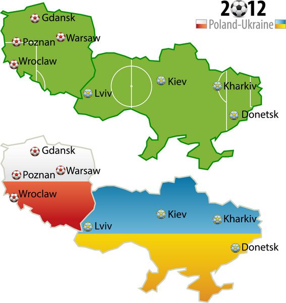 لهستان و اوکراین نقشه فوتبال