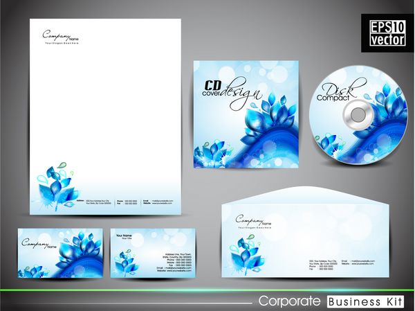 کیت هویت سازمانی حرفه ای یا کیت تجاری با جلوه هنری موج آب و آب پاش برای کسب و کار شما شامل طرح های جلد سی دی کارت ویزیت پاکت نامه و طرح های سر نامه با فرمت است