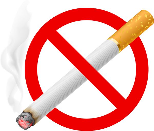 علامت سیگار ممنوع تصویر در زمینه سفید