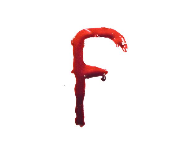 قطره قطره خون بریده فونت حرف کوچک f