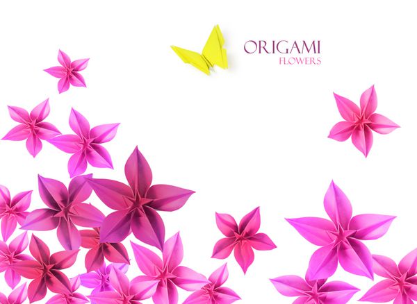 تزئین پایین گل کاغذی اوریگامی با پروانه