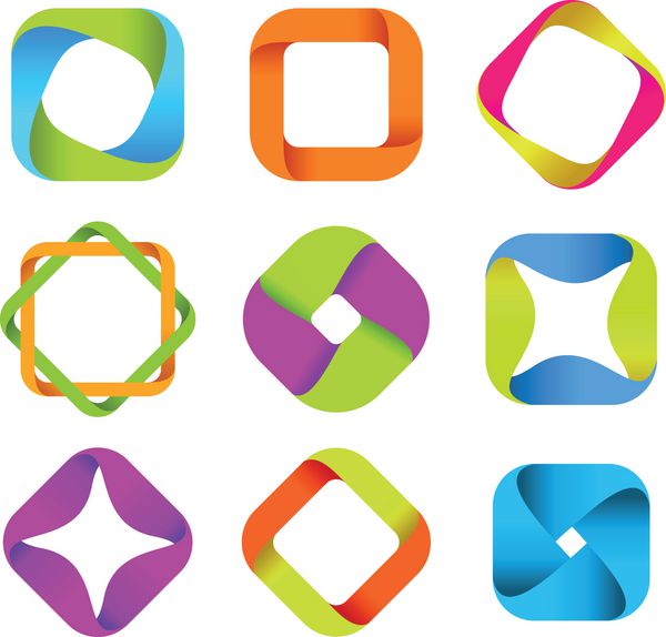 الگوهای لوگوی انتزاعی اشکال بی نهایت مجموعه آیکون های مربع