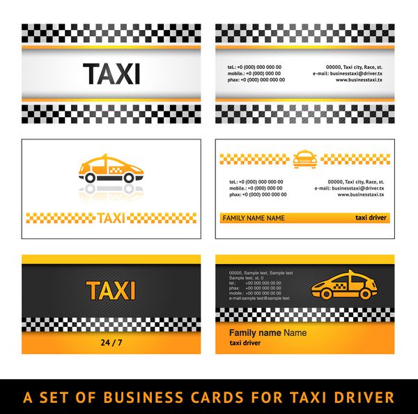 تاکسی کارت ویزیت - قالب های تاکسی کارت اولین مجموعه وکتور