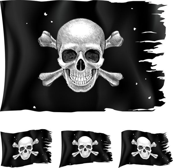سه نوع پرچم دزدان دریایی تصویر برای طراحی در زمینه سفید