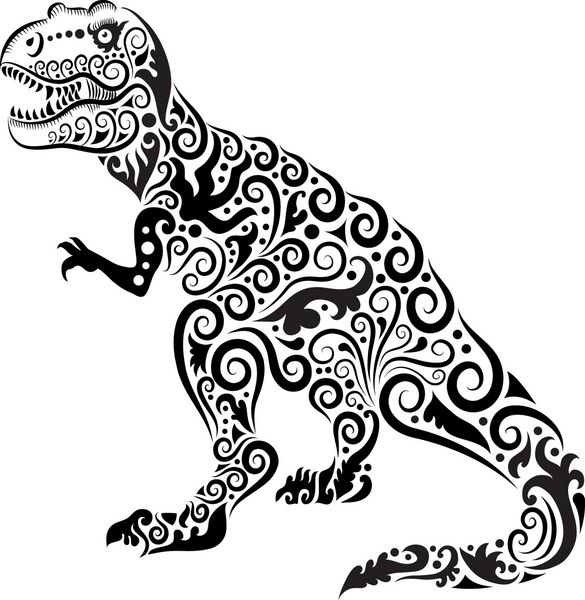 زیورآلات تزئینی دایناسور طراحی حیوانات با تزئینات گلدار برای طراحی خالکوبی یا نماد