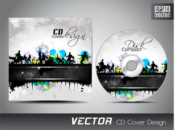 طراحی جلد سی دی با پس زمینه کنسرت موزیکال