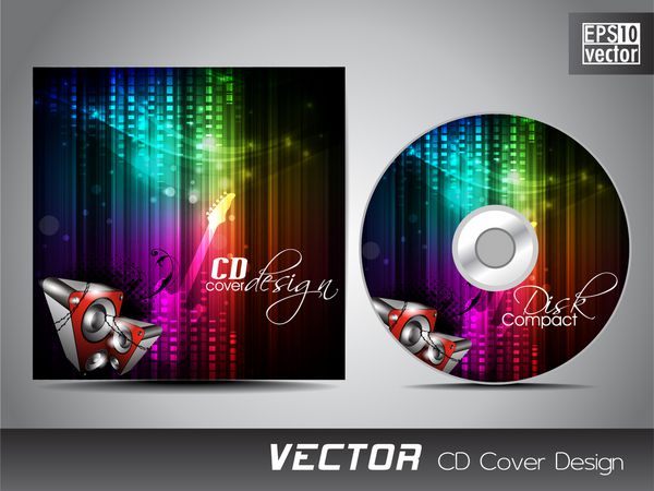 طراحی جلد سی دی با پس زمینه موزیکال و بلندگو