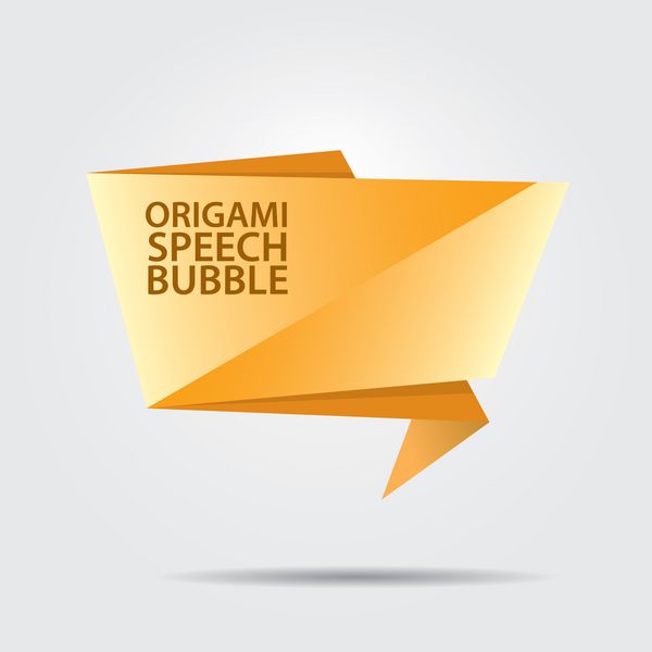 حباب گفتار اوریگامی نارنجی براق انتزاعی وکتور پس زمینه انتزاعی