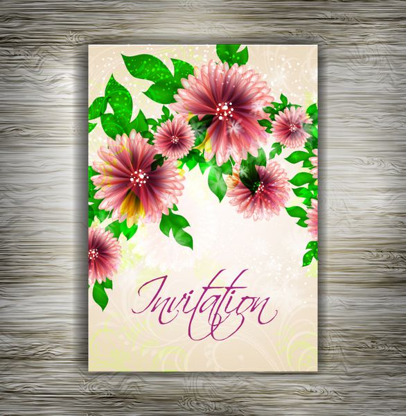 کارت عروسی یا دعوتنامه با پس زمینه گل انتزاعی کارت تبریک به سبک گرانج یا رترو الگوی ظرافت با گل های رز تصویر گل به سبک ولنتاین کلاسیک