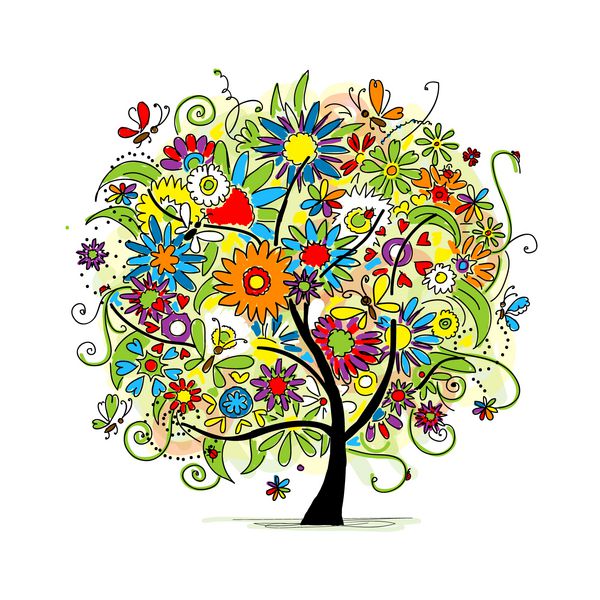 طرحی از درخت گل برای طراحی شما