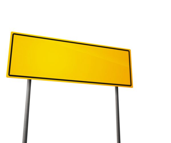 علامت جاده زرد جدا شده روی سفید