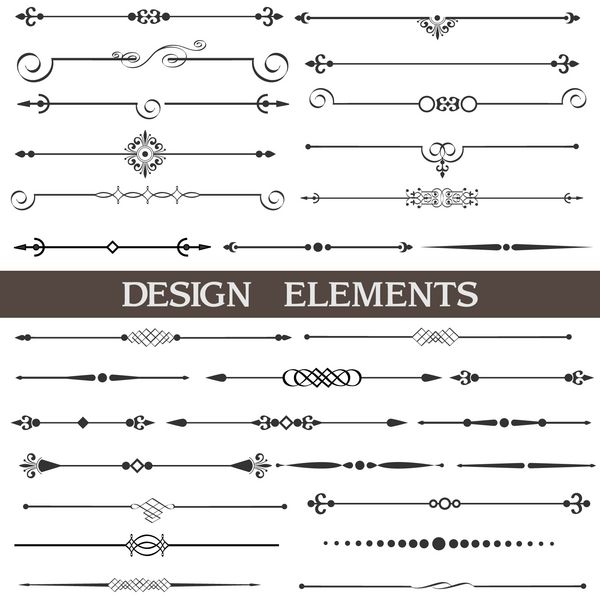 مجموعه وکتور عناصر طراحی خوشنویسی و دکور صفحه