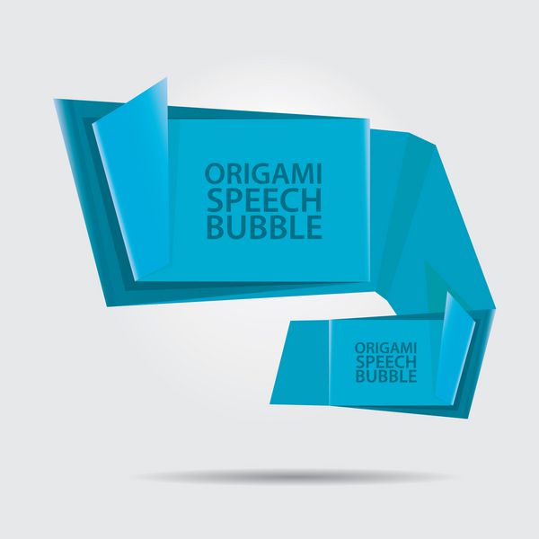 حباب گفتار اوریگامی آبی براق انتزاعی وکتور پس زمینه انتزاعی