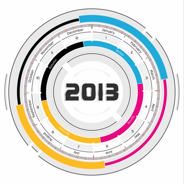 تقویم دایره ای CMYK 2013 - مفهوم آینده نگر