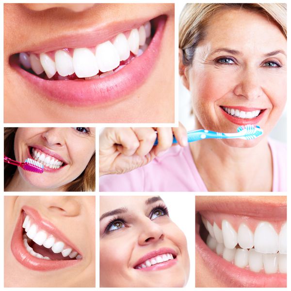 لبخند زن زیبا و دندان های سالم سلامت دندان کلاژ