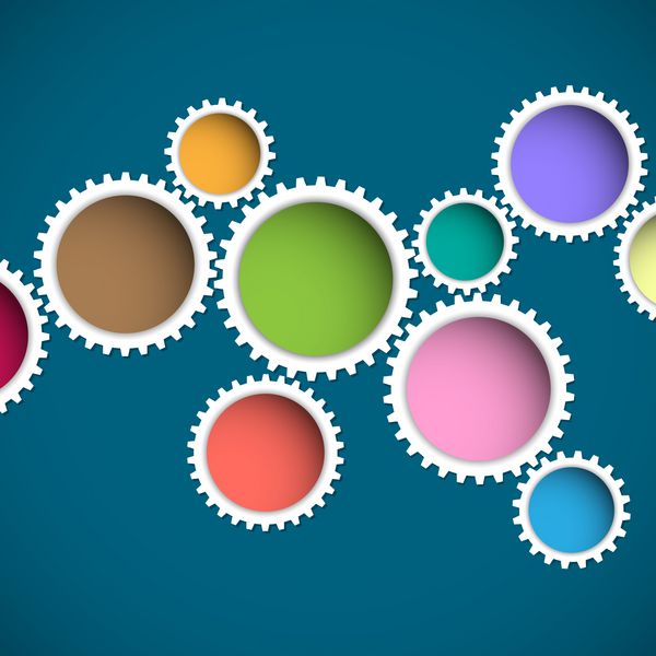چرخ دنده های انتزاعی رنگارنگ قالب طراحی وکتور
