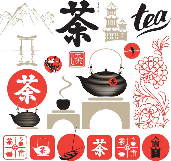 مجموعه ای از عناصر طراحی در شرق مراسم چای خوری