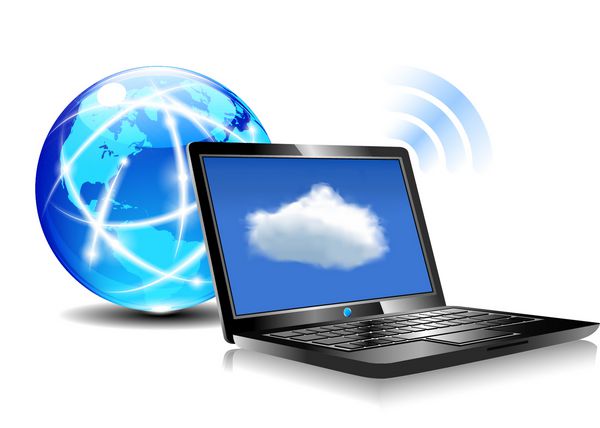 Laptop Cloud Connection wifi digital - ارتباط کامپیوترهای مشتری با منابع واقع در ابر