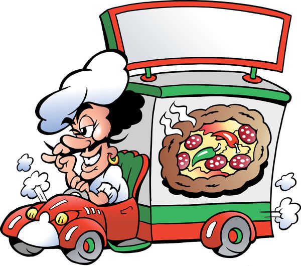 وکتور دستی از ماشین تحویل پیتزا ایتالیایی