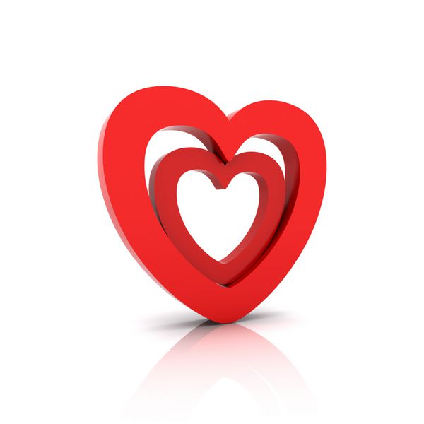 تصویرسازی با دو قلب قرمز مفهوم عشق