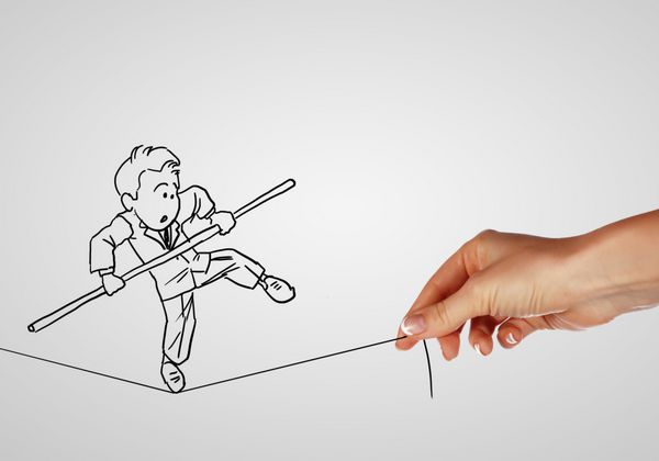 طراحی با مداد به عنوان تصویری از خطرات و چالش های کسب و کار