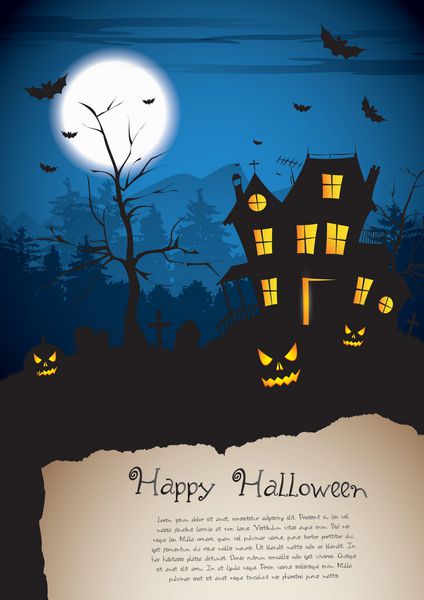 خانه ترسناک - پوستر هالووین با مکانی برای متن
