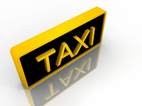 تصویر سه بعدی تابلوی تاکسی سیاه و زرد