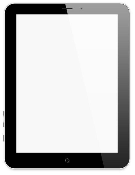 تصویر تبلت مشکی رایانه شخصی با ipad در پس زمینه سفید