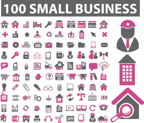 مجموعه 100 آیکون کسب و کار کوچک وکتور
