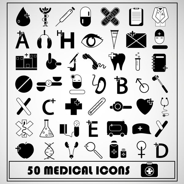 مجموعه 50 عددی آیکون پزشکی وکتور