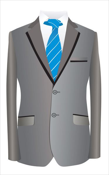 وکتور کت و شلوار تجاری خاکستری با کراوات