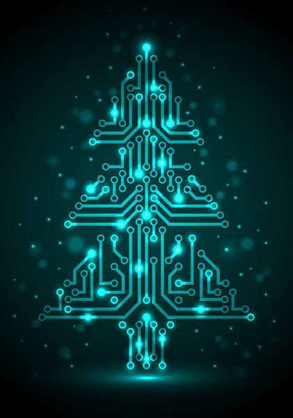 درخت کریسمس درخشان از مدار الکترونیکی دیجیتال تصویر