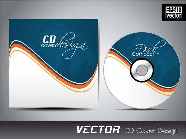 قالب طراحی ارائه جلد سی دی با فضای کپی و افکت موج وکتور قابل ویرایش