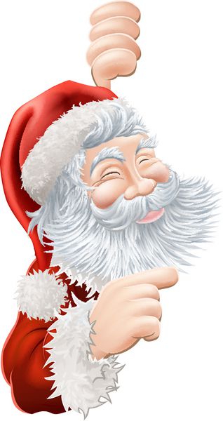 تصویر کریسمس مبارک بابا نوئل که به دور نگاه می کند و اشاره می کند