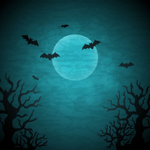 پس زمینه وکتور هالووین با ماه و خفاش