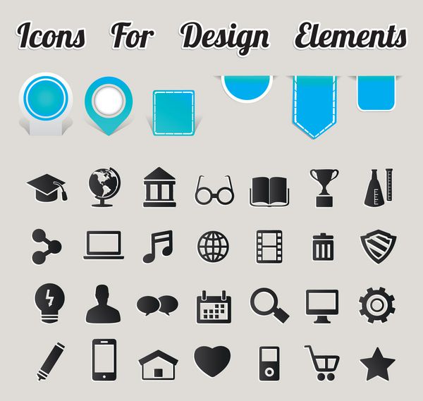 نمادها برای عناصر طراحی - نمادهای برداری