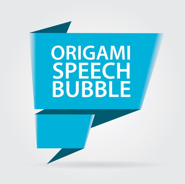 حباب گفتار اوریگامی آبی براق انتزاعی وکتور پس زمینه انتزاعی