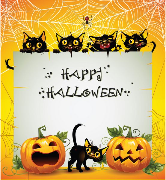 پس زمینه هالووین گربه سیاه پس زمینه هالووین متن در یک لایه جداگانه است