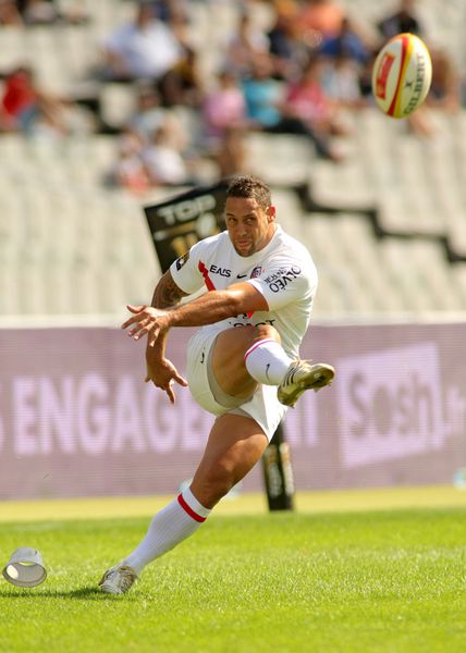 بارسلونا - 15 سپتامبر Stade Toulousain Luke McAlister در مسابقه لیگ اتحادیه راگبی فرانسه USAP Perpignan v Stade Toulousain در ورزشگاه المپیک بارسلون در 15 سپتامبر 2012