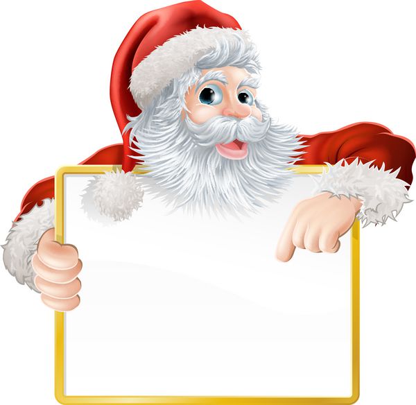 تصویر کریسمس از بابانوئل که نشانه ای را در دست گرفته و به آن اشاره می کند