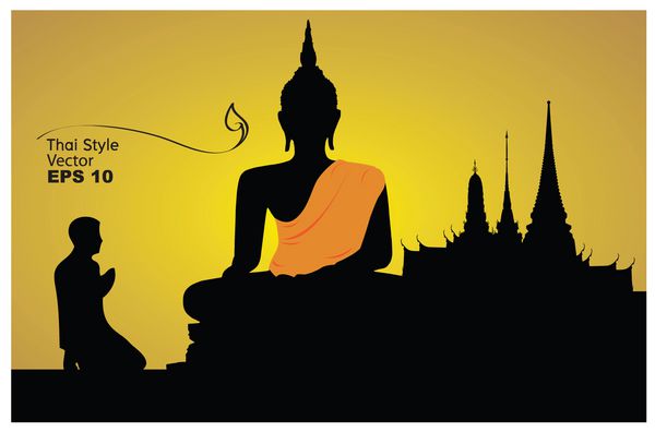 مردم تایلند معتقدند به وکتور -تصویر بودا ادای احترام کنید