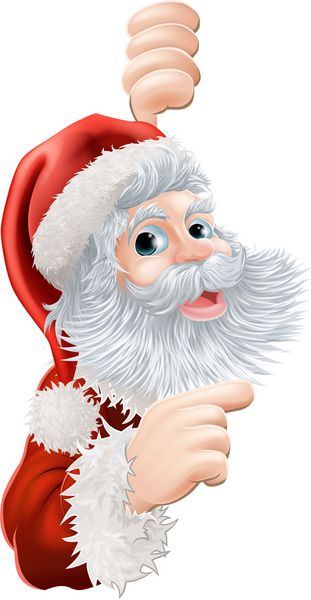 تصویر کریسمس مبارک بابا نوئل که به دور نگاه می کند و اشاره می کند