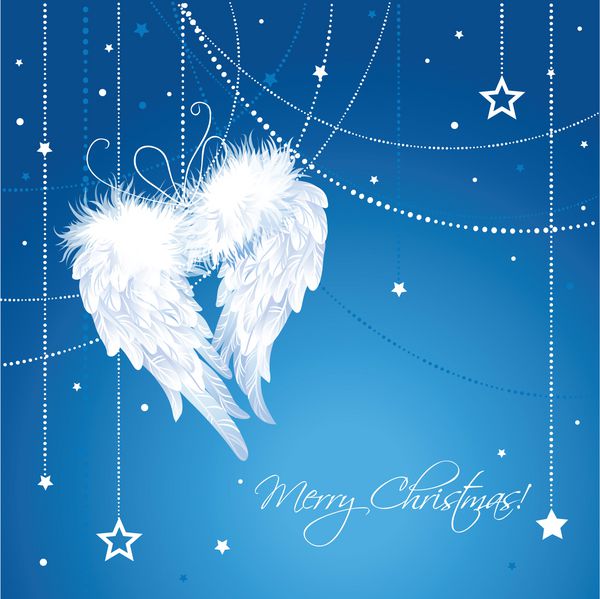 پس زمینه بال های فرشته کریسمس مبارک کارت تبریک به صورت وکتور