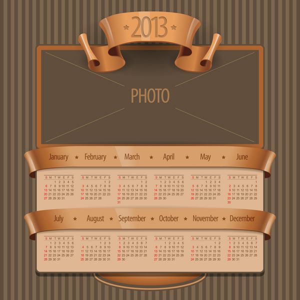 تقویم 2013 به سبک قدیمی و فضایی برای عکس یا عکس وکتور
