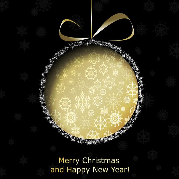 توپ کریسمس طلایی انتزاعی که از کاغذ بر روی پس زمینه سیاه بریده شده است وکتور