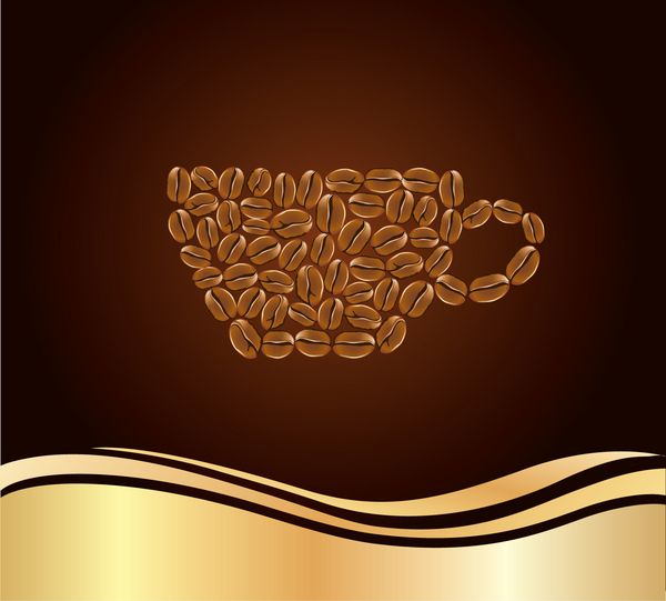 فنجان قهوه ایجاد شده توسط دانه های قهوه